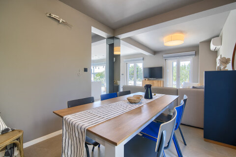 Prázdninový dům Lunjsko - obývák a jídelna, Stara Novalja, ostrov Pag, Chorvatsko