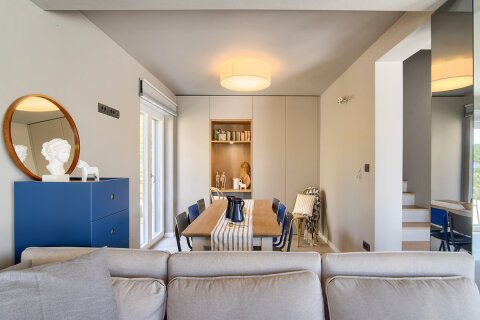 Prázdninový dům Lunjsko - obývák a jídelna, Stara Novalja, ostrov Pag, Chorvatsko