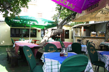 Restaurace ve městě Pag, ostrov Pag, Chorvatsko