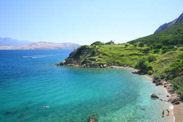 Pag-Bošana - pláže, ostrov Pag, Chorvatsko