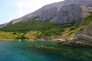 Pláž Pag-Bošana, ostrov Pag, Chorvatsko