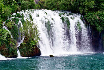 Rošský vodopád, řeka Krka, národní park Krka, Chorvatsko