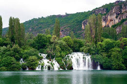 Rošský vodopád, řeka Krka, národní park Krka, Chorvatsko