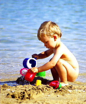 Písečná pláž Planjka, Stará Novalja, ostrov Pag, Chorvatsko